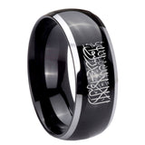 8mm Islamic Shahada Dome Two Tone Black Tungsten Carbide Ring
