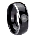 8mm Seal of Seven Archangel Dome Two Tone Black Tungsten Ring
