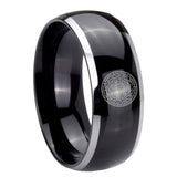 8mm Seal of Seven Archangel Dome Two Tone Black Tungsten Carbide Ring