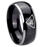 8mm-Masonic-32-Triangle-Freemason-Dome-Glossy-Black-2-Tone-Tungsten-Carbide-Anniversary-Ring