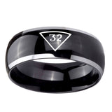 10mm-Masonic-32-Triangle-Freemason-Dome-Glossy-Black-2-Tone-Tungsten-Carbide-Men's-Promise-Rings