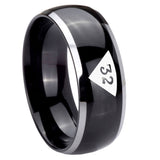 8mm-Masonic-32-Triangle-Design-Freemason-Dome-Glossy-Black-2-Tone-Tungsten-Carbide-Anniversary-Ring