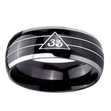 8mm-Masonic-32-Duo-Line-Freemason-Dome-Glossy-Black-2-Tone-Tungsten-Carbide-Anniversary-Ring