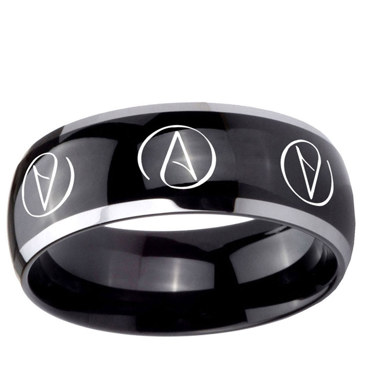 5mm Atheist Design Dome Glossy Black 2 Tone Tungsten Ring