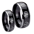 Atheist Design Dome Glossy Black 2 Tone Tungsten His And Hers Ring