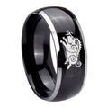 8mm Wild Boar Dome Glossy Black 2 Tone Tungsten Mens Ring