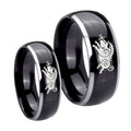 Wild Boar Dome Glossy Black 2 Tone Tungsten Couple Band Set