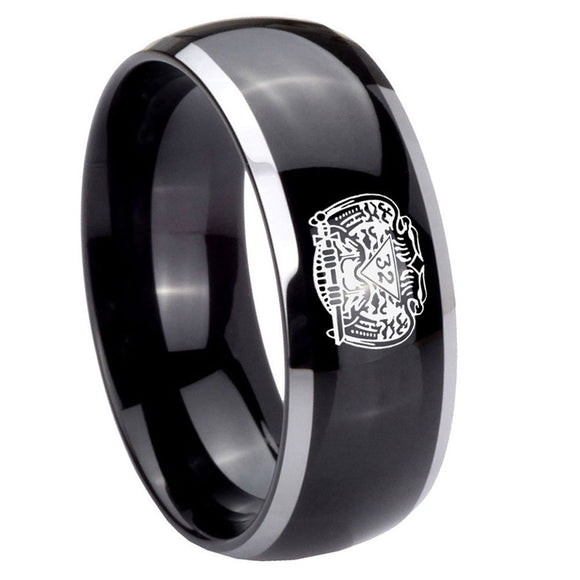 8mm-Masonic-32-Degree-Freemason-Dome-Glossy-Black-2-Tone-Tungsten-Carbide-Anniversary-Ring