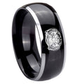 8mm Masonic 32 Degree Freemason Dome Glossy Black 2 Tone Tungsten Ring