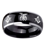 10mm-Masonic-Shriners-Dome-Glossy-Black-2-Tone-Tungsten-Carbide-Mens-Bands-Ring