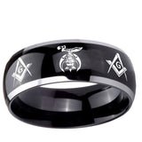 10mm Masonic Shriners Dome Glossy Black 2 Tone Tungsten Carbide Mens Bands Ring