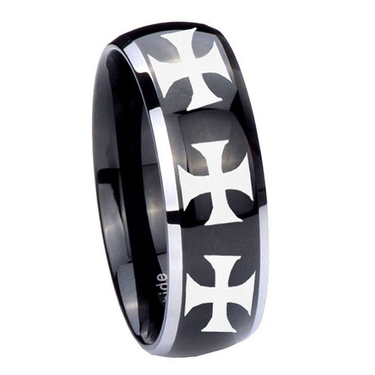 Celtic Triangle Fleur Delis Tungsten Carbide Mens Set Rings
