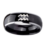 10mm-Aquarius-Horoscope-Dome-Glossy-Black-2-Tone-Tungsten-Mens-Anniversary-Ring