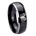 8mm Aries Zodiac Dome Glossy Black 2 Tone Tungsten Ring