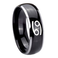 8mm Cancer Horoscope Dome Glossy Black 2 Tone Tungsten Ring