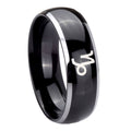 8mm Capricorn Zodiac Dome Glossy Black 2 Tone Tungsten Ring