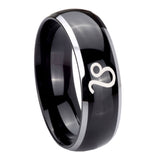 His Hers Leo Zodiac Dome Glossy Black 2 Tone Tungsten Wedding Engraving Ring Set