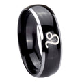8mm Leo Zodiac Dome Glossy Black 2 Tone Tungsten Ring