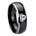8mm Libra Horoscope Dome Glossy Black 2 Tone Tungsten Ring