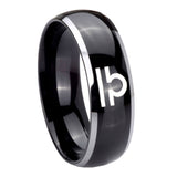 8mm Libra Horoscope Dome Glossy Black 2 Tone Tungsten Wedding Bands Ring