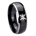 8mm Pisces Zodiac Dome Glossy Black 2 Tone Tungsten Ring