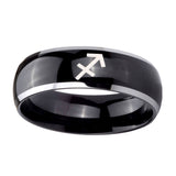 8mm-Sagittarius-Zodiac-Dome-Glossy-Black-2-Tone-Tungsten-Wedding-Engraving-Ring