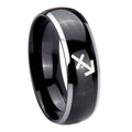 8mm Sagittarius Zodiac Dome Glossy Black 2 Tone Tungsten Ring