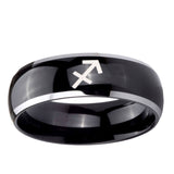 10mm Sagittarius Zodiac Dome Glossy Black 2 Tone Tungsten Mens Promise Ring
