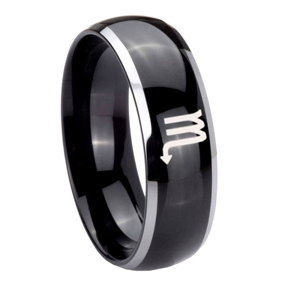 8mm-Scorpio-Horoscope-Dome-Glossy-Black-2-Tone-Tungsten-Carbide-Anniversary-Ring