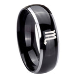8mm Scorpio Horoscope Dome Glossy Black 2 Tone Tungsten Carbide Anniversary Ring