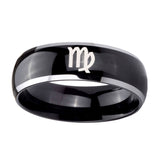 10mm-Virgo-Zodiac-Dome-Glossy-Black-2-Tone-Tungsten-Carbide-Men's-Ring