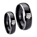 Virgo Zodiac Dome Glossy Black 2 Tone Tungsten Couple Wedding Rings