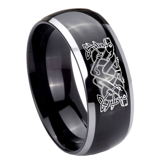 8mm-Celtic-Dog-Dome-Glossy-Black-2-Tone-Tungsten-Carbide-Rings-for-Men