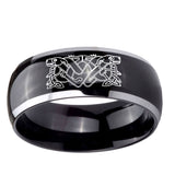 10mm Celtic Dog Dome Glossy Black 2 Tone Tungsten Ring