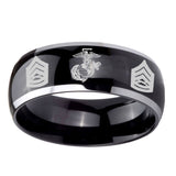8mm-Marine-Army-Sergeant-Dome-Glossy-Black-2-Tone-Tungsten-Carbide-Anniversary-Ring