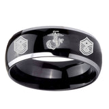 8mm-Marine-Chief-Master-Sergeant--Dome-Glossy-Black-2-Tone-Tungsten-Mens-Wedding-Band