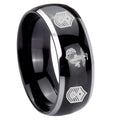 10mm Marine Chief Master Sergeant Dome Glossy Black 2 Tone Tungsten Custom Ring for Men