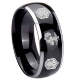 8mm Marine Chief Master Sergeant Dome Glossy Black 2 Tone Tungsten Mens Wedding Band
