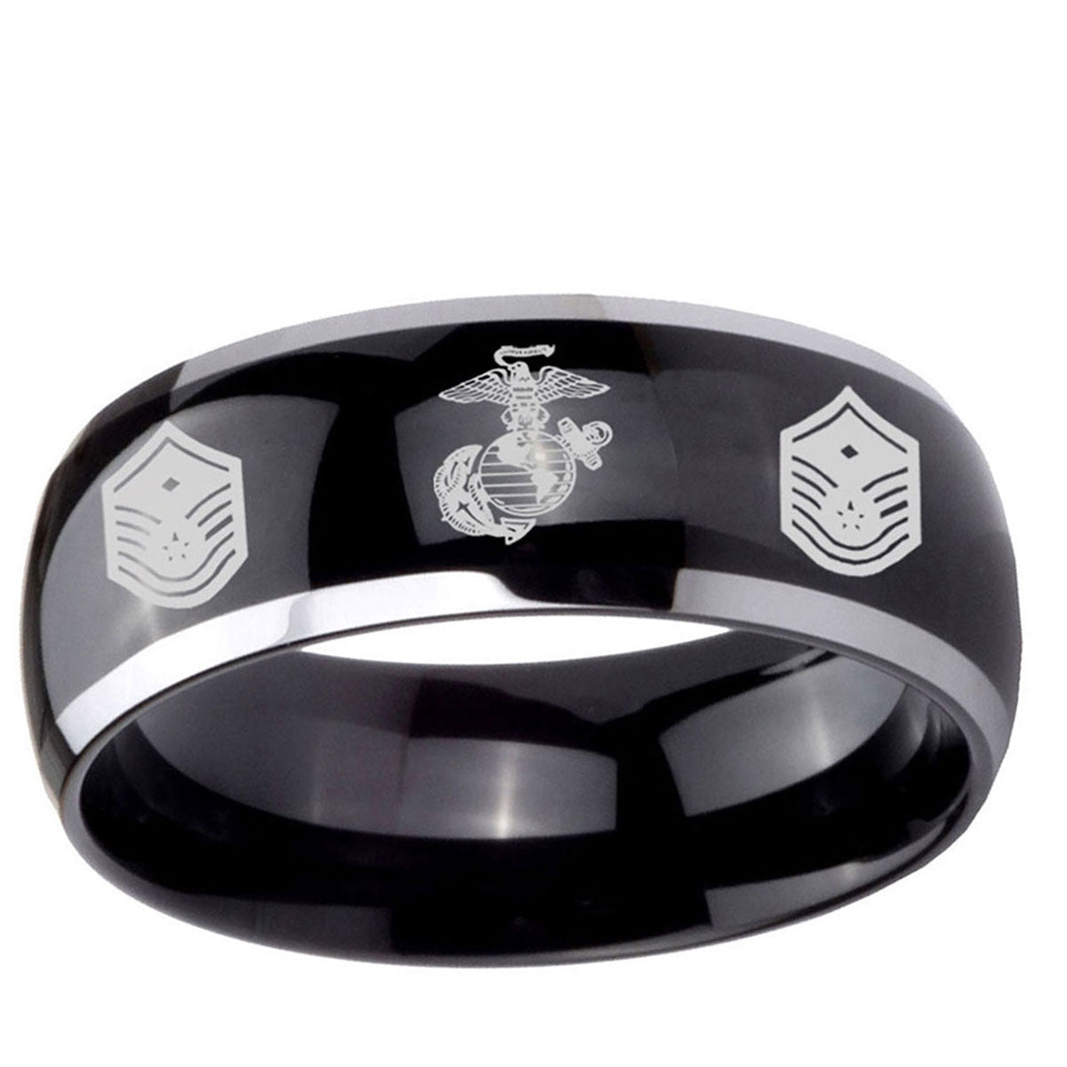 5mm Marine Chief Master Sergeant Dome Glossy Black 2 Tone Tungsten Band