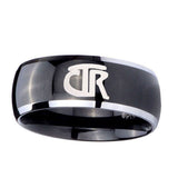 8mm-CTR-Dome-Glossy-Black-2-Tone-Tungsten-Carbide-Wedding-Bands-Ring