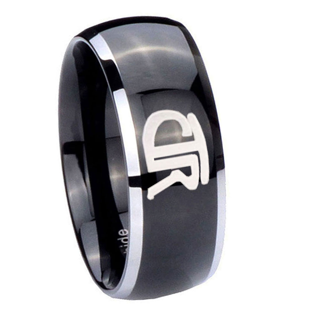 8mm CTR Dome Glossy Black 2 Tone Tungsten Wedding Bands Ring