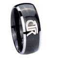 8mm CTR Dome Glossy Black 2 Tone Tungsten Wedding Bands Ring