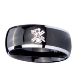 10mm-Fireman-Dome-Glossy-Black-2-Tone-Tungsten-Carbide-Men's-Bands-Ring