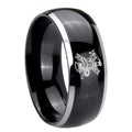 10mm Fireman Dome Glossy Black 2 Tone Tungsten Carbide Men's Bands Ring