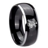 His Hers Fireman Dome Glossy Black 2 Tone Tungsten Mens Engagement Ring Set