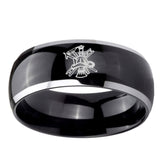 10mm Fireman Dome Glossy Black 2 Tone Tungsten Ring