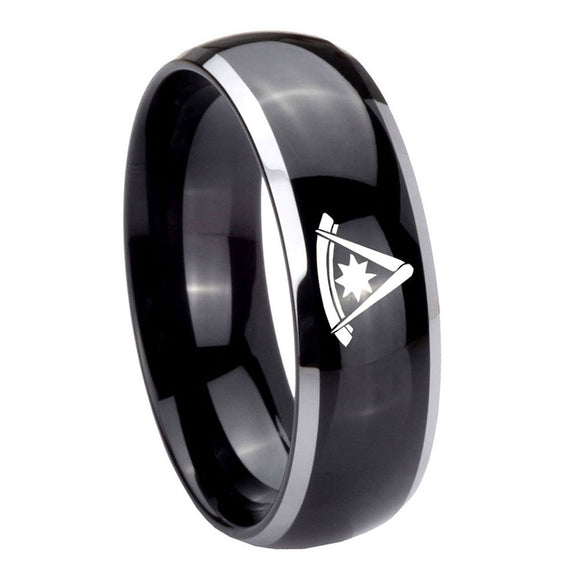 8mm-Pester-Master-Masonic-Dome-Glossy-Black-2-Tone-Tungsten-Custom-Mens-Ring