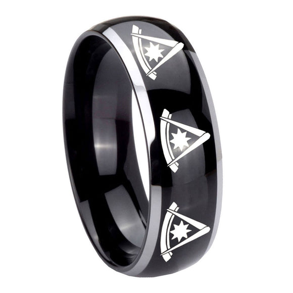8mm-Multiple-Pester-Master-Masonic-Dome-Glossy-Black-2-Tone-Tungsten-Mens-Ring