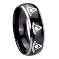 8mm Multiple Pester Master Masonic Dome Glossy Black 2 Tone Tungsten Ring