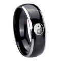 8mm Yin Yang Dome Glossy Black 2 Tone Tungsten Men Bands